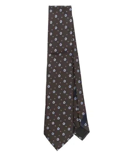 Zegna Floral-print Tie In 褐色