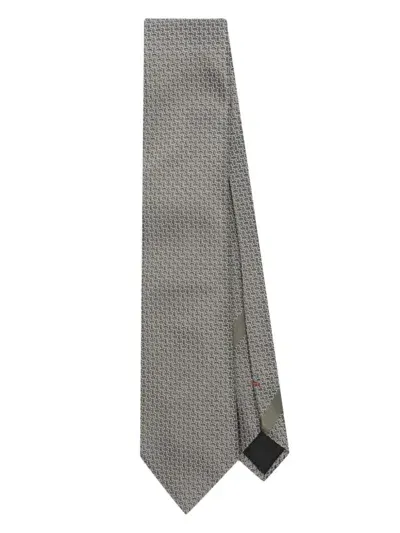 Zegna Geometric-jacquard Tie In Grey