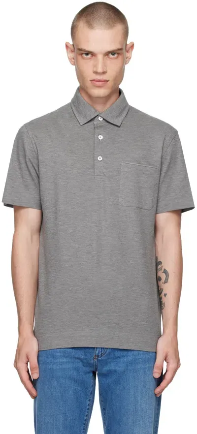 Zegna Gray Pocket Polo In K95 Grey Melange