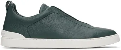 Zegna Green Triple Stitch Sneakers In Cfa Light Army