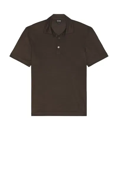 Zegna High Performance Polo In Dark Brown