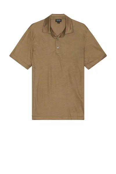 Zegna High Performance Polo In Khaki