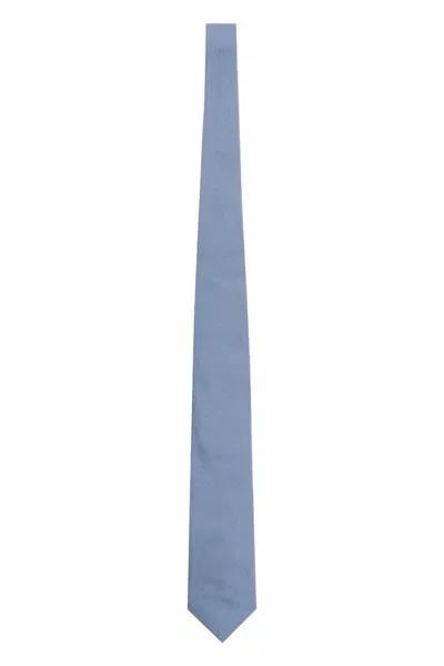 Zegna Jacquard Silk Tie In Blue