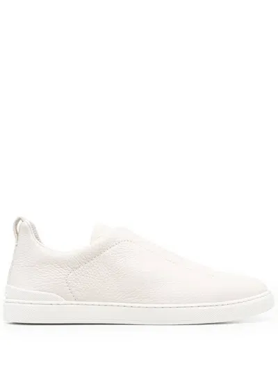 Zegna Leather Sneakers In White