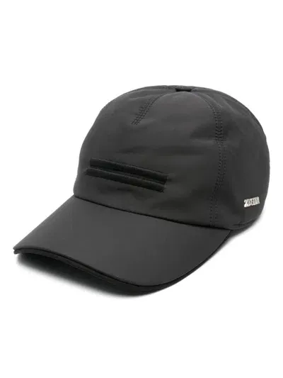 Zegna Logo-embroidered Cap In Black