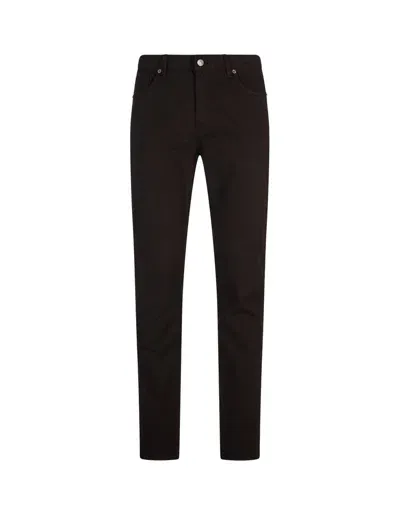 Zegna Logo Patch Straight Leg Jeans In Black