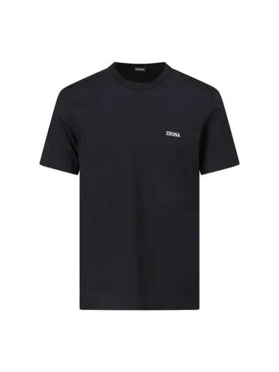 Zegna Logo T-shirt In Black  