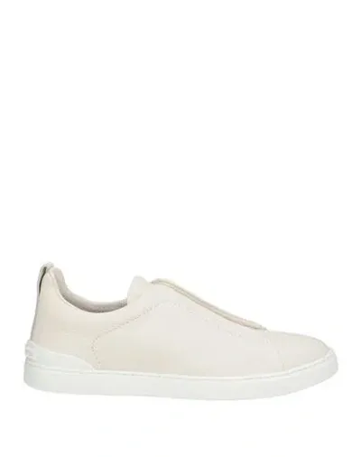 Zegna Man Sneakers Cream Size 9 Leather In White