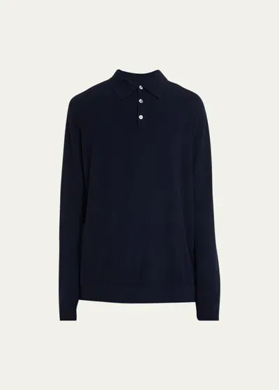 Zegna Men's 12milmil12 Wool Polo Sweater In Dk Blu Sld