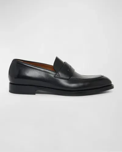 Zegna Black Leather Torino Loafers