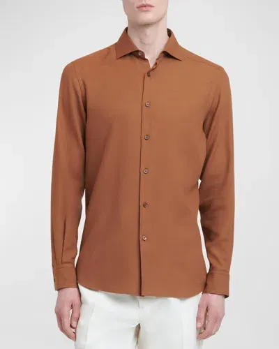 Zegna Men's Cashco Sport Shirt In Md Brw Sld