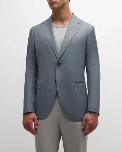 Zegna Men's Cashmere-blend Twill Sport Coat In Bright Blue Solid