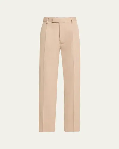 Zegna Men's Cotton And Wool Pleated Pants In Md Bge Sld