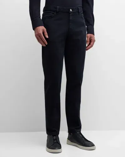 Zegna Men's Delave Comfort Cotton 5-pocket Pants In Navy Solid