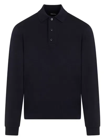 Zegna Slim-fit Wool And Cashmere-blend Polo Shirt In Blue