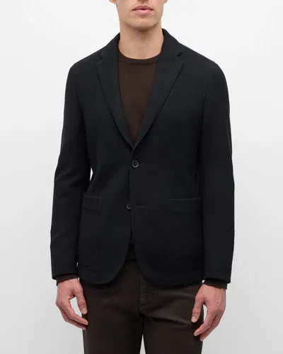 Zegna Men's Honeycomb High-performance Jersey Sport Coat In Blk Sld