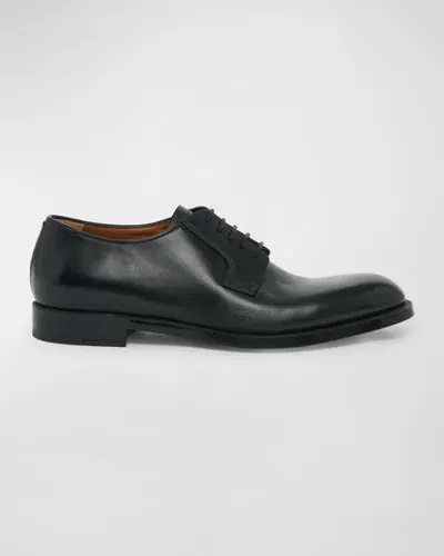 Zegna Men's Leather Lace-up Derby Loafers In Blk Sld