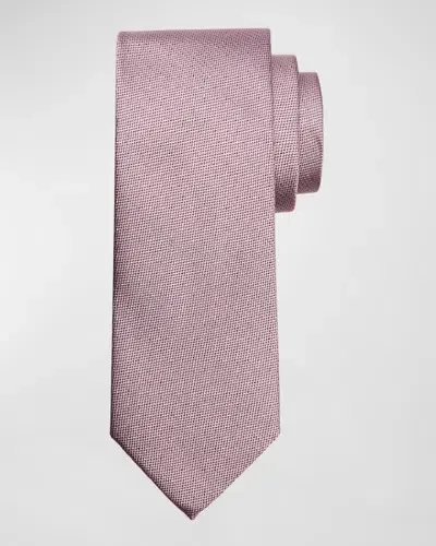 Zegna Men's Micro-chevron Silk Tie In Purple