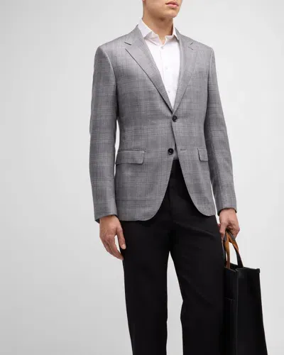 Zegna Men's Plaid Cashmere-blend Sport Coat In Medium Gray Check