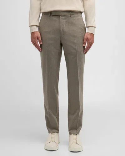 Zegna Men's Pure Wool Flat-front Pants In Md Brw Sld