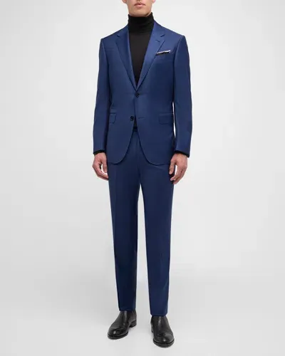 Zegna Men's Trofeo Wool Pindot Suit In Navy Solid