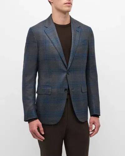 Zegna Men's Wool Plaid Sport Coat In Dk Gry Ck