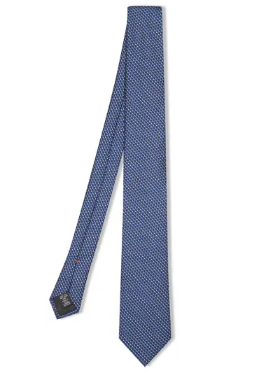 Zegna Micro Geometric Blue Tie