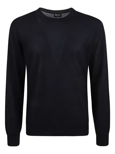 Zegna High Performance Sweater In Blue Navy