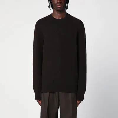 Zegna Oasi Dark Brown Cashmere Jumper In White