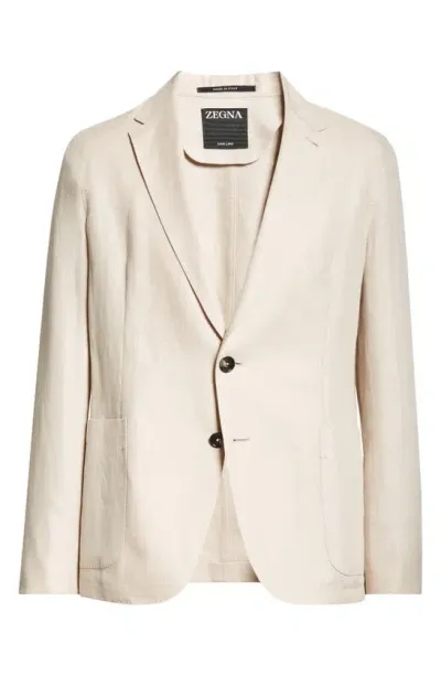 Zegna Oasi Deconstructed Linen Sport Coat In Off White