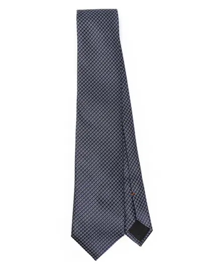 Zegna Patterned-jacquard Tie In Blue