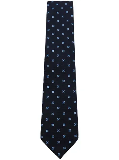 Zegna Patterned-jacquard Tie In Blue