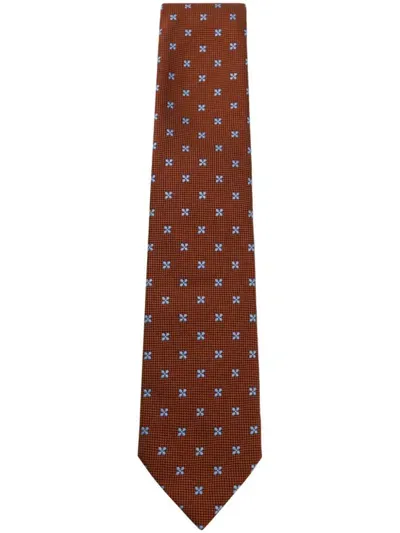 Zegna Patterned-jacquard Tie In Orange