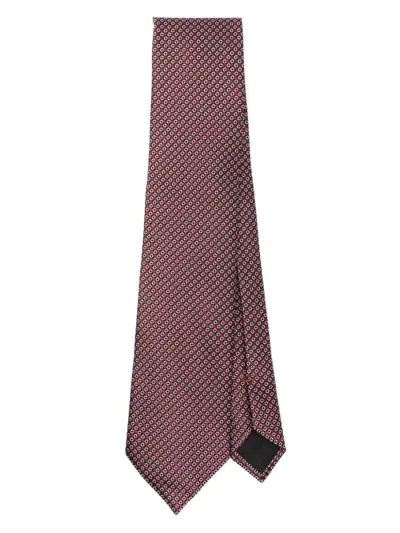 Zegna Patterned-jacquard Tie In Red