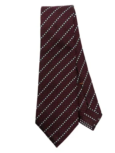 Zegna Patterned-jacquard Tie In Red