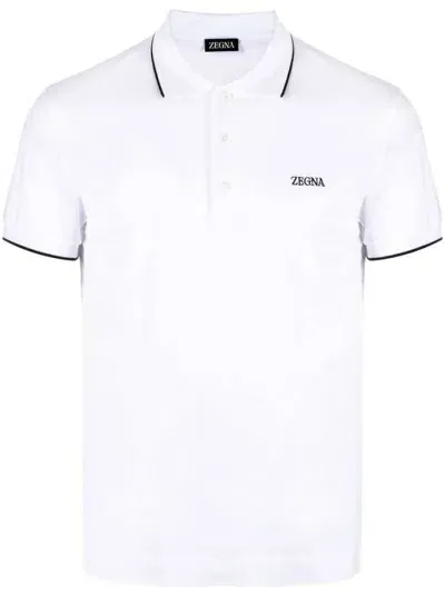 Zegna Polo Con Ricamo In White