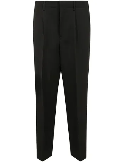 Zegna Pure Wool Pants In Dark Brown Solid