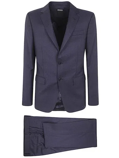 Zegna Pure Wool Suit Clothing In Blue