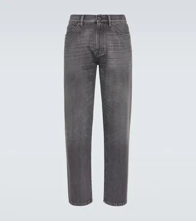 Zegna Roccia Faded Straight Jeans In Grey