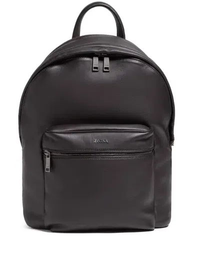 Zegna Secondskin Backpack In Brown