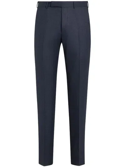 Zegna Tailored Wool Trousers In Blue