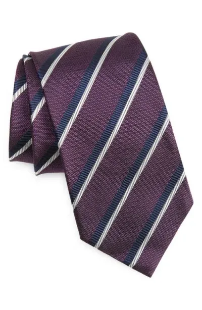 Zegna Ties Diagonal Stripe Jacquard Silk Tie In Purple