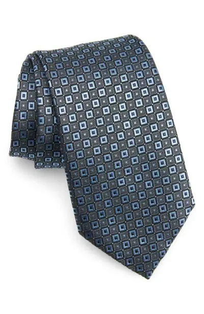 Zegna Ties Embroidered Polka Dot Geo Silk Tie In Light Blue