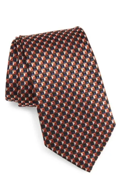 Zegna Ties Large Triangle Silk Tie In Orange