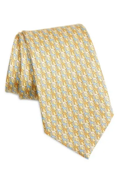 Zegna Ties Quadri Giraffe Silk Tie In Yellow