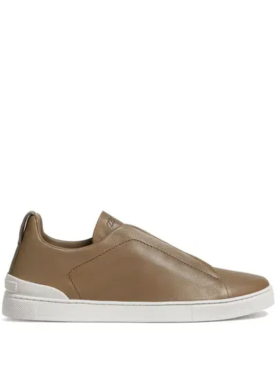 Zegna Triple Stitch Secondskin Sneakers In Green