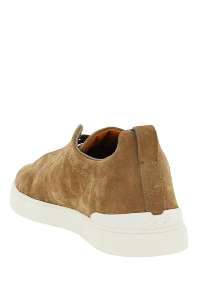 Zegna Triple Stitch Slip-on Sneakers In Beige