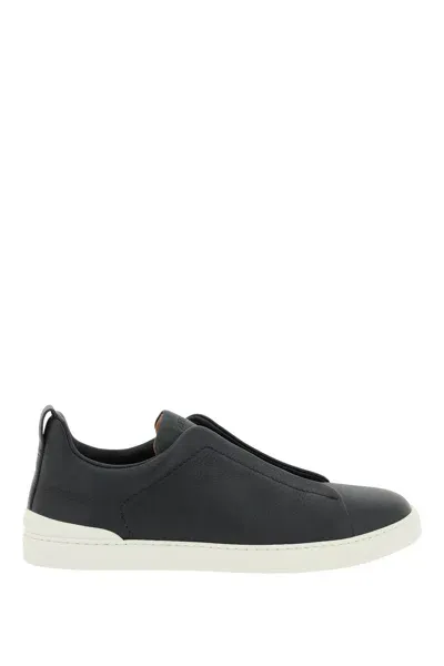 Zegna 'triple Stitch' Slip On Sneakers In Blue