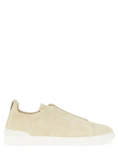 Zegna "triple Stitch" Sneaker In Beige