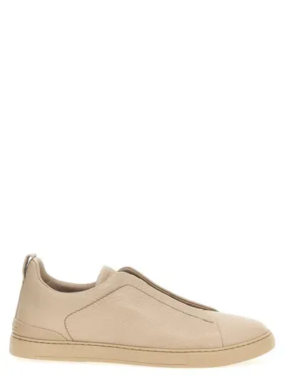 Zegna Triple Stitch Sneakers Beige